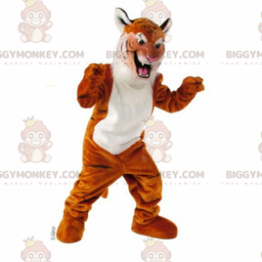 Costume da mascotte BIGGYMONKEY™ tigre dal ventre bianco -