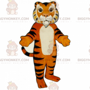 BIGGYMONKEY™ tiger med vit getmaskotdräkt - BiggyMonkey maskot