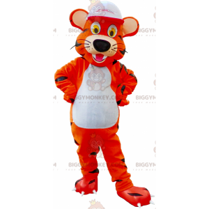 Tiger BIGGYMONKEY™ Mascot Costume with White Cap -