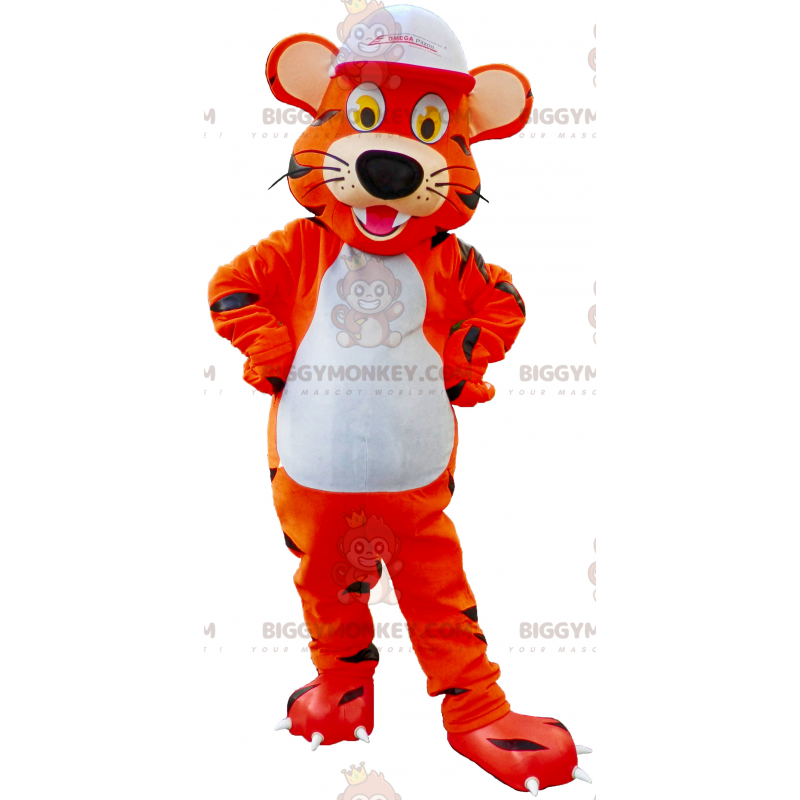 Tiger BIGGYMONKEY™ Mascot Costume with White Cap -