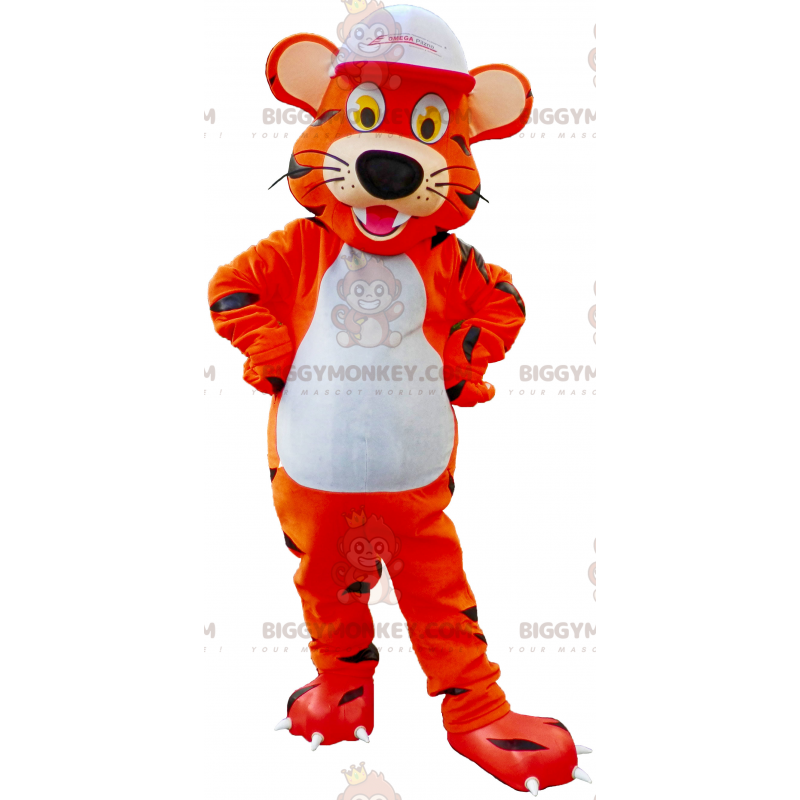 Tiger BIGGYMONKEY™ Mascot Costume with White Cap –