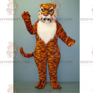 Tijger BIGGYMONKEY™ mascottekostuum met witte buik -