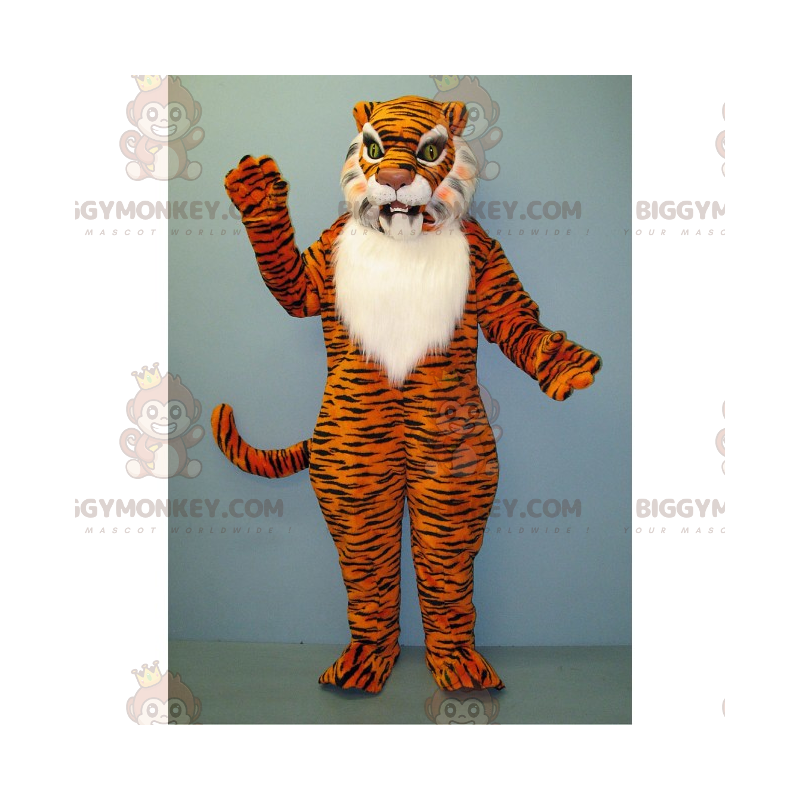 Costume de mascotte BIGGYMONKEY™ de tigre avec ventre blanc -