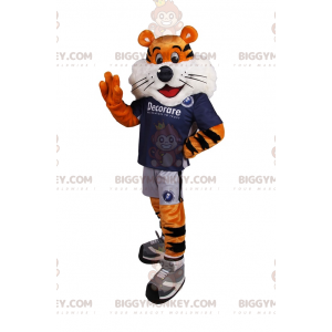 Traje de mascote Tiger BIGGYMONKEY™ com roupa de futebol –