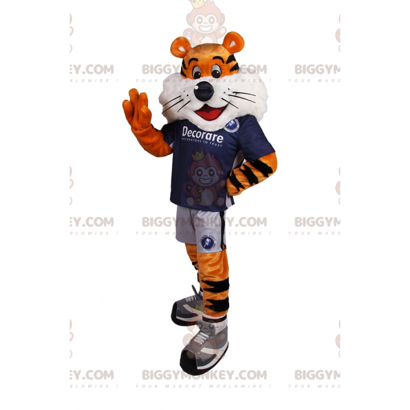 Tiger BIGGYMONKEY™ Mascot Costume In Soccer Outfit –