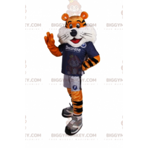 Disfraz de mascota Tiger BIGGYMONKEY™ con atuendo de fútbol -