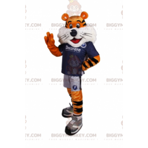 Tiger BIGGYMONKEY™ Mascot Costume In Soccer Outfit -