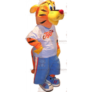 Disfraz de mascota Tiger BIGGYMONKEY™ en ropa deportiva -