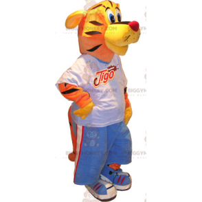 Kostým maskota Tiger BIGGYMONKEY™ ve sportovním oblečení –