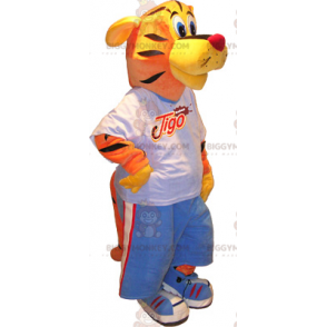 Traje de mascote Tiger BIGGYMONKEY™ em roupas esportivas –