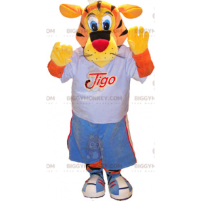 Costume de mascotte BIGGYMONKEY™ de tigre en tenue de sport -