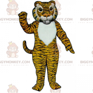Gelbes und schwarzes Tiger-BIGGYMONKEY™-Maskottchen-Kostüm -
