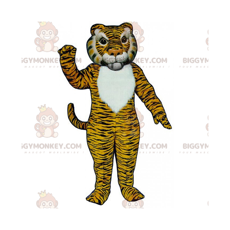 Gelbes und schwarzes Tiger-BIGGYMONKEY™-Maskottchen-Kostüm -