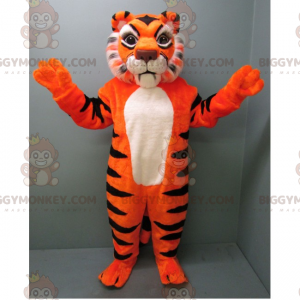 BIGGYMONKEY™ Orange Tiger Hvid Bellied Mascot Kostume -