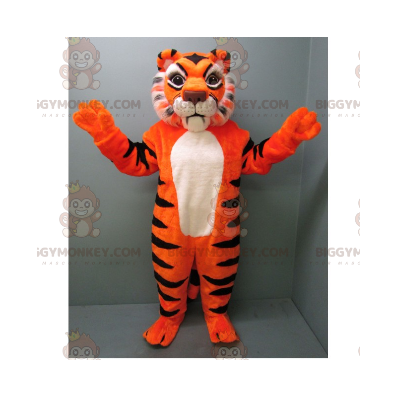 Kostým maskota BIGGYMONKEY™ Orange Tiger White Bellied –