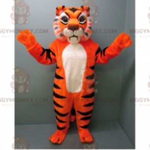 BIGGYMONKEY™ Orange tiger vit magad maskotdräkt - BiggyMonkey
