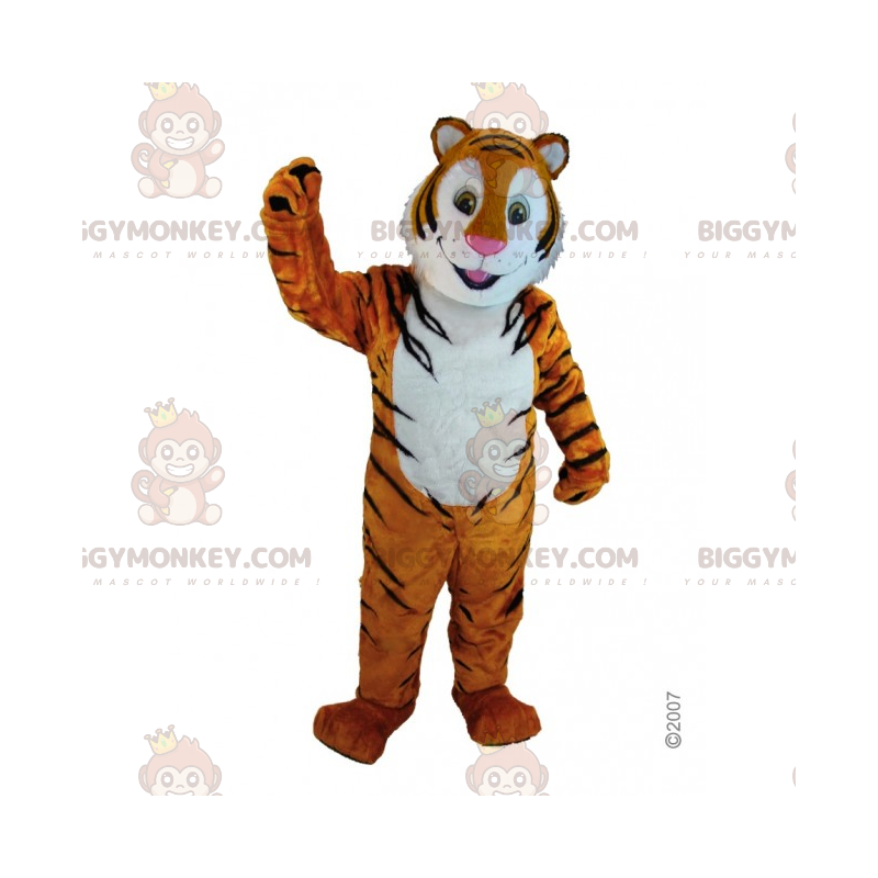 Costume de mascotte BIGGYMONKEY™ de tigre souriant -