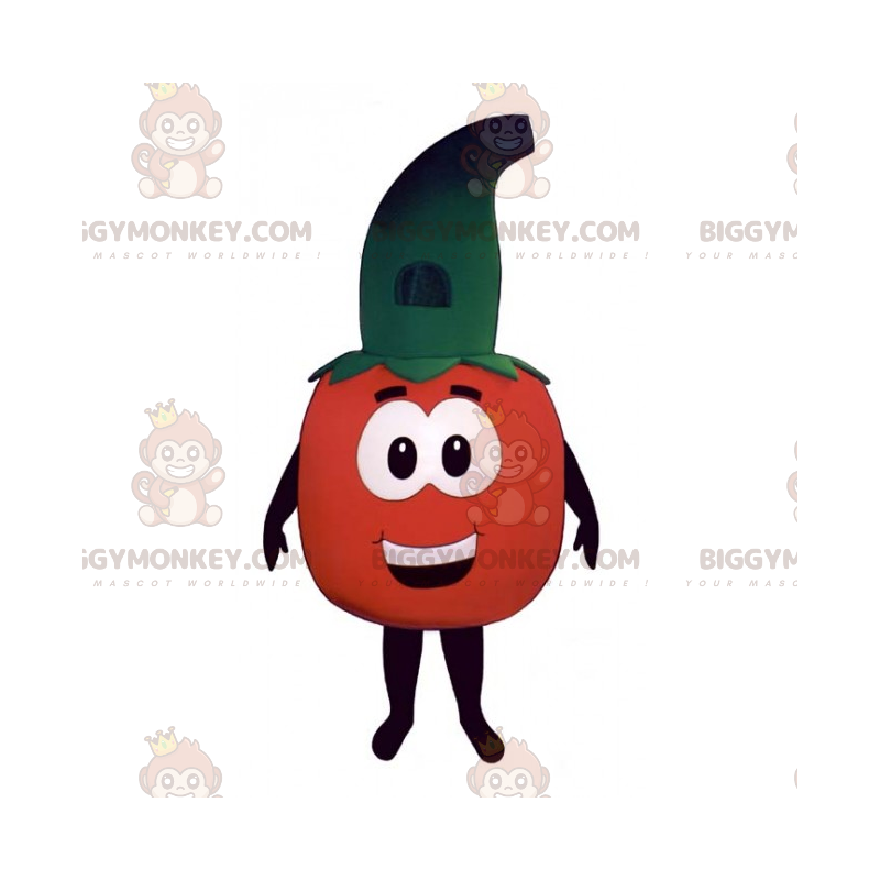 Traje de mascote Tomate BIGGYMONKEY™ com chapéu de bruxa –