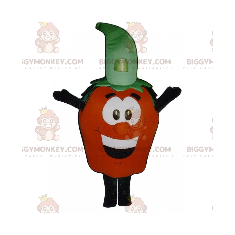 Traje de mascote Tomato BIGGYMONKEY™ com rosto sorridente –