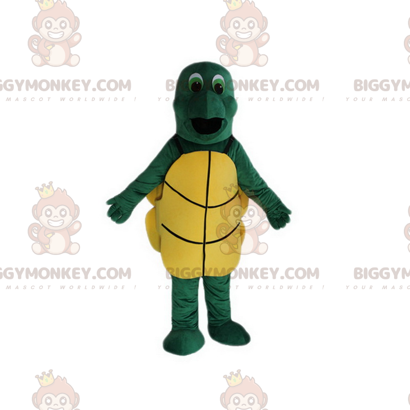 Traje de mascote de tartaruga de olhos verdes BIGGYMONKEY™ –