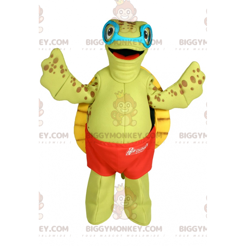 Schildkröte BIGGYMONKEY™ Maskottchenkostüm mit Badeanzug und