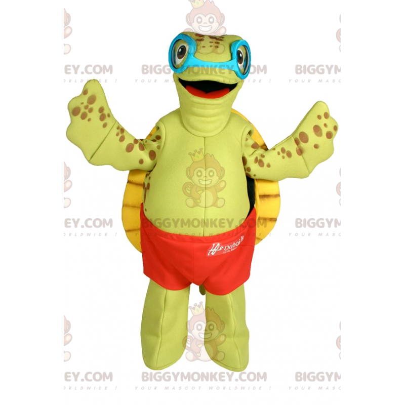 Turtle BIGGYMONKEY™ Mascot Costume with Swimsuit and Goggles –