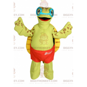 Turtle BIGGYMONKEY™ Mascot Costume with Swimsuit and Goggles –