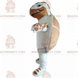 Traje de mascote de tartaruga branca e marrom BIGGYMONKEY™ –