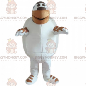 Traje de mascote de tartaruga branca e marrom BIGGYMONKEY™ –