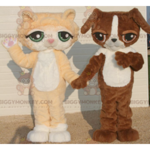 2 BIGGYMONKEY™s mascot an orange and white cat and a brown and