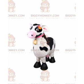 Disfraz de vaca BIGGYMONKEY™ para mascota con collar rosa y