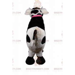 Costume de mascotte BIGGYMONKEY™ de vache avec collier rose et