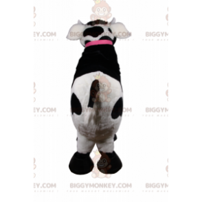 Koe BIGGYMONKEY™ mascottekostuum met roze kraag en bel -
