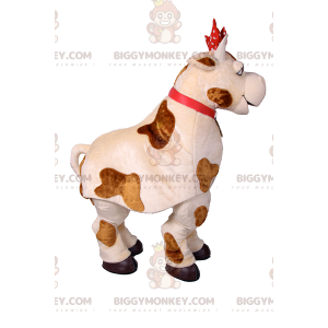 Mucca BIGGYMONKEY™ Costume da mascotte con fiocco rosso e