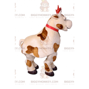 Cow BIGGYMONKEY™ Mascot Costume with Red Bow and Bell –