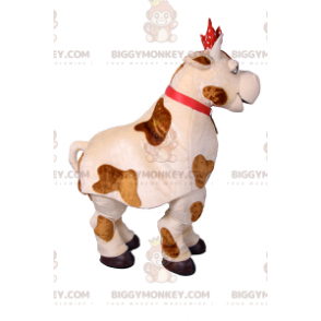 Cow BIGGYMONKEY™ Mascot Costume with Red Bow and Bell -