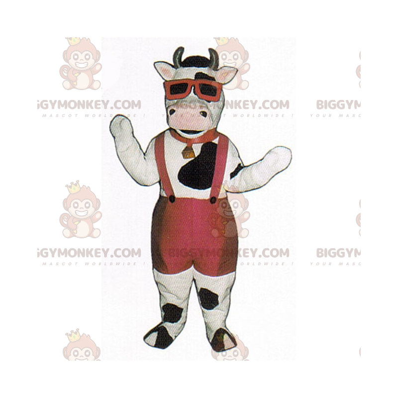 Cow BIGGYMONKEY™ Mascot Costume in Bermuda Shorts and