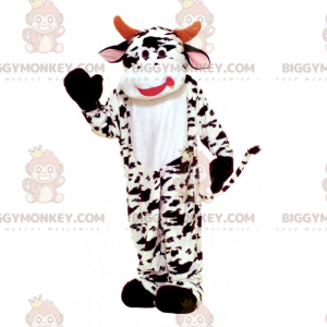 Disfraz de mascota BIGGYMONKEY™ de piel de vaca con cuerno rojo