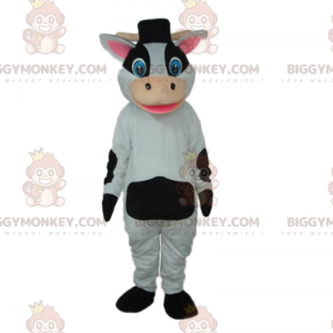 Koeienhuid BIGGYMONKEY™ mascottekostuum met kleine hoed -
