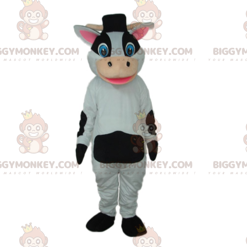 Cowhide BIGGYMONKEY™ Mascot Costume with Small Hat -