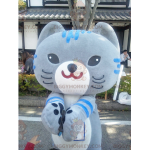 BIGGYMONKEY™ Fat Gray & Blue Cat Manga Style Mascot Costume -