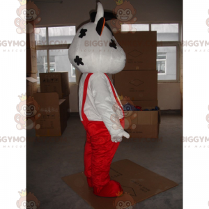 Cowhide BIGGYMONKEY™ Mascot Costume with Overalls –