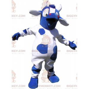 Blaues BIGGYMONKEY™-Maskottchen-Kostüm aus Rindsleder -