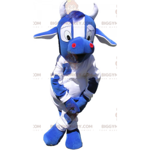 Costume da mascotte BIGGYMONKEY™ in pelle di vacchetta blu -