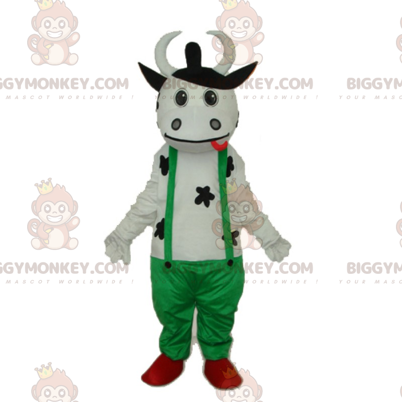 Costume de mascotte BIGGYMONKEY™ de vachette en salopette -