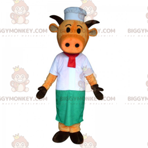 Costume da mascotte da mucca BIGGYMONKEY™ in costume da chef -