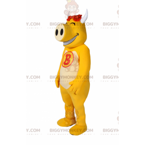 Στολή μασκότ BIGGYMONKEY™ από κίτρινο δέρμα αγελάδας -