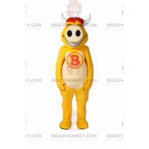Costume mascotte BIGGYMONKEY™ in pelle di vacchetta gialla -