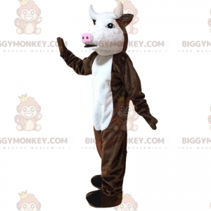 Costume mascotte BIGGYMONKEY™ in pelle bovina marrone dal naso