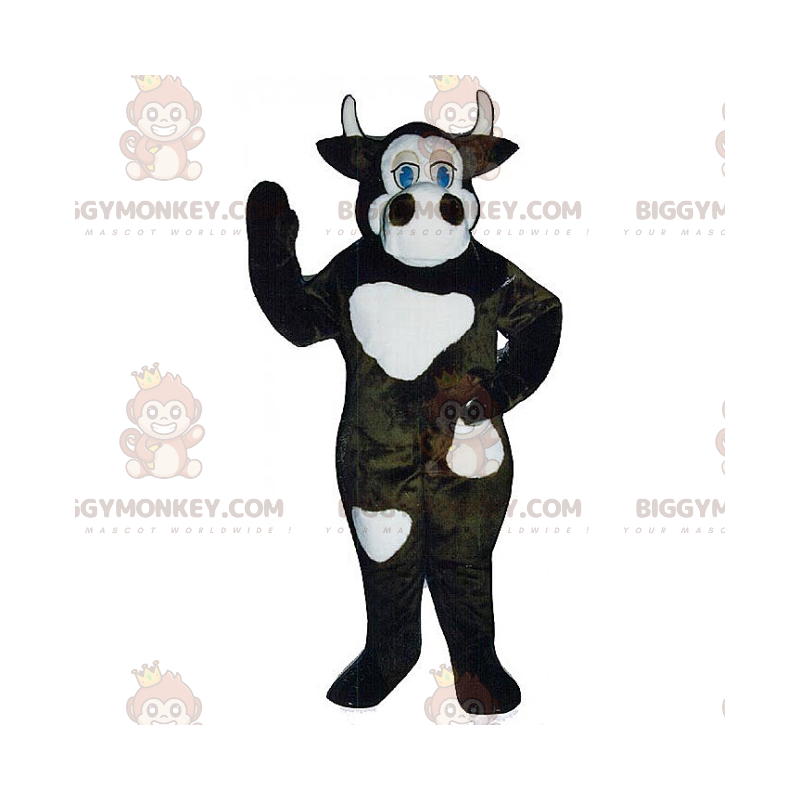 Traje de mascote BIGGYMONKEY™ Vaca preta com grandes manchas